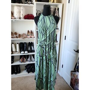 Tibi Green & Black Halter Jumpsuit